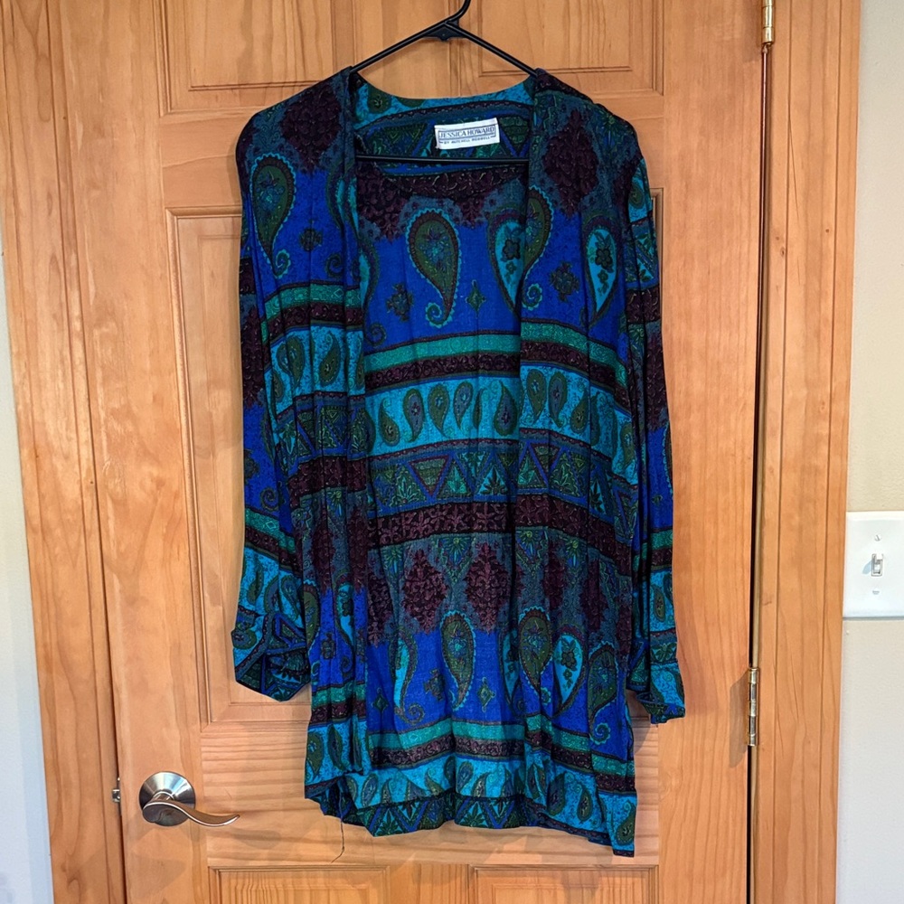 Blue and Green Paisley Tunic Top